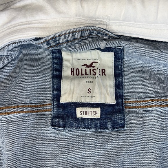 Hollister Denim Hoodie Jacket S Fleece Long Sleeves Hood Trucker California - Picture 3 of 7